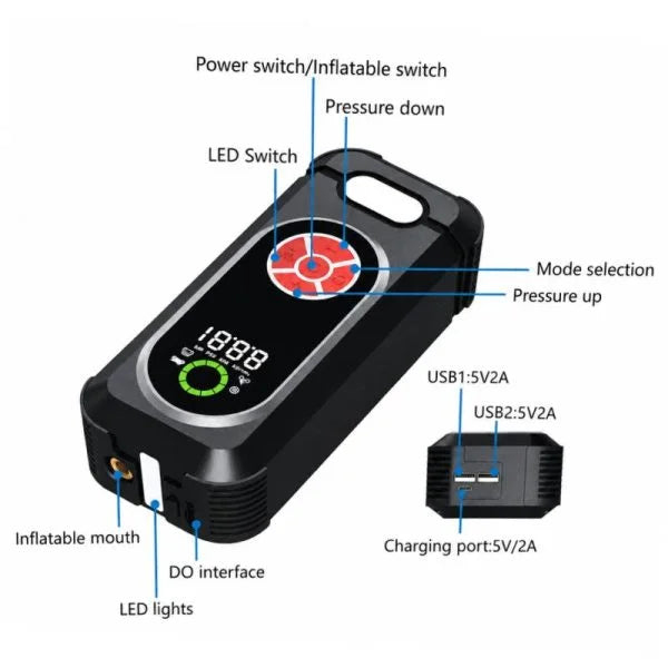 جهاز تشغيل السيارة (Jump Starter) مع ضاغط هواء